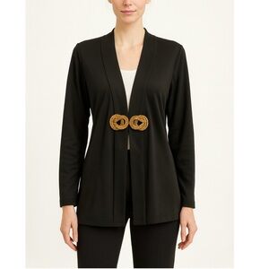 Jaclyn Smith black & gold accent cardigan